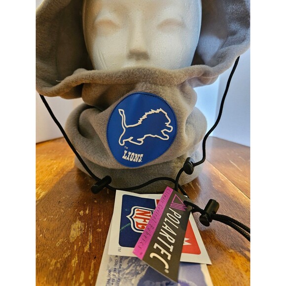 Detroit Lions NFL Polartec Head Sokz New W/ Tags Hoodie Beanie Neckwarmer - Picture 1 of 6